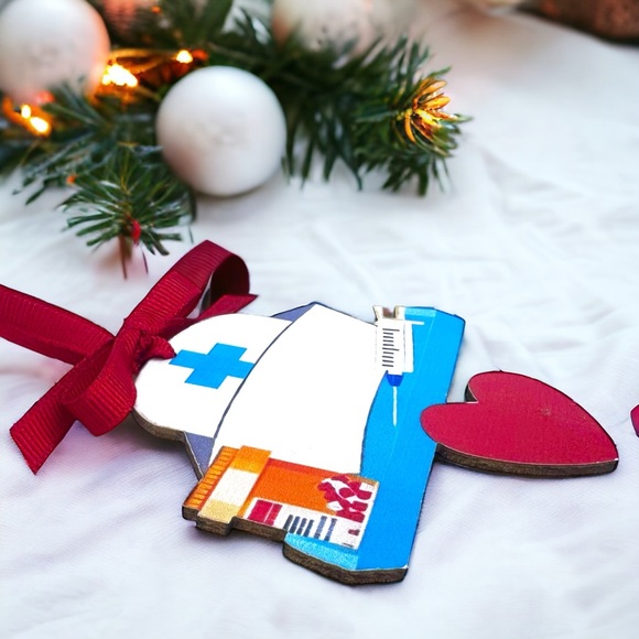 Joyful Nurses: Personalized Christmas Ornament for Your Holiday Heroes! NEW - Picture 2 of 8